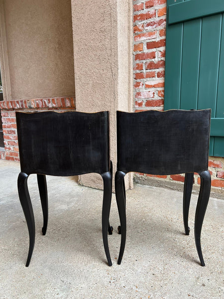 PAIR French Bedside Cabinets Chinoiserie Butterfly Gilt Lacquer Tables