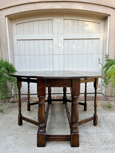 Antique French Hunt Wake Dining Table Drop Leaf Gate Leg Console Sofa Table c1900