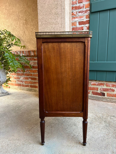 Antique French Mahogany Louis XVI Chest of Drawers WHITE Marble SMALL Side Table