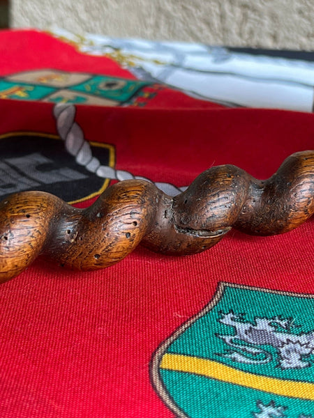 Antique English Kettle Stand Footstool Barley Twist Carved Oak Display Stool