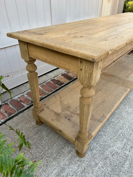 Antique French Drapers Table Bleached Oak Large Kitchen Island Console c1890