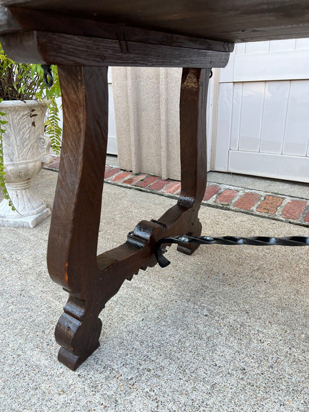 Antique French Oak Dining Table Spanish Catalan Console Kitchen Island c1910