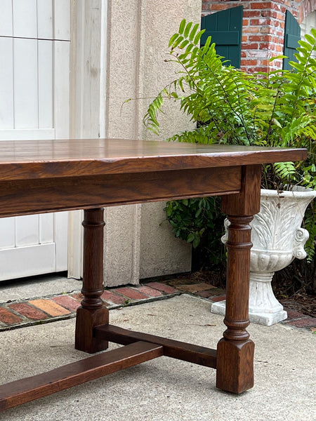 Antique French Oak Dining Farm Bakers Table Conference Office Library Desk c1920