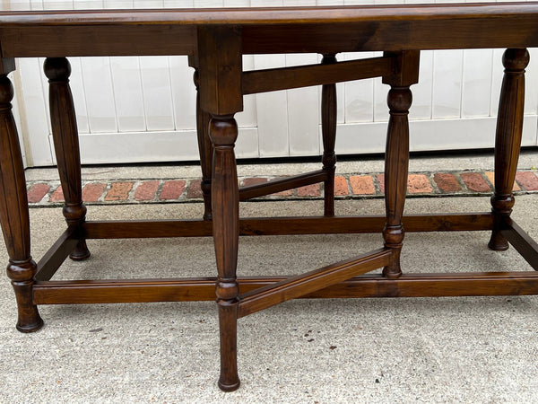 Antique French Hunt Wake Dining Table Drop Leaf Gate Leg Console Table c1920