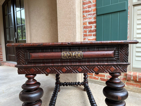Antique Portuguese Rosewood Library Writing Table Barley Twist Console c1790