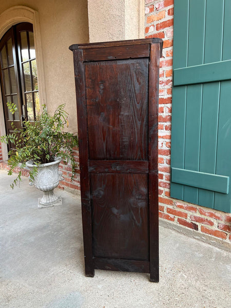 Antique French Bookcase Cabinet Brittany Breton PETITE Carved Oak Ship Spindle