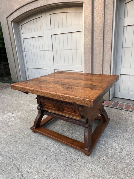 Antique French Butcher Block Baker’s Table Pétrin Farmhouse Kitchen Island c1790