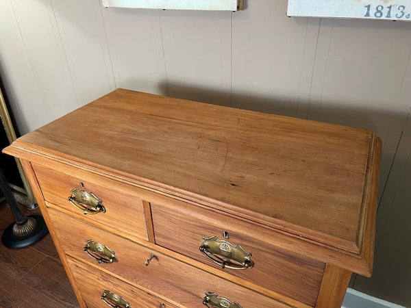 Antique English Country Pine Chest of Drawers 5 Drawer Dresser c1920