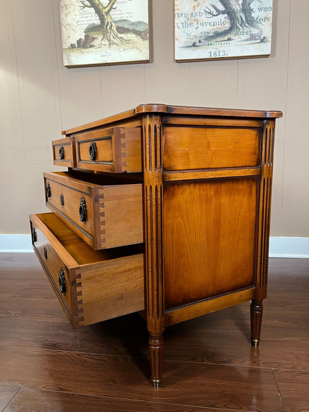 Antique French Commode Chest of Drawers Louis XVI Mahogany Brass c1930