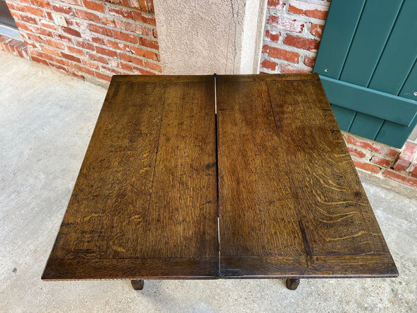 Antique English Game Table Flip Top Victorian Oak c1880 Mahjong Square Table