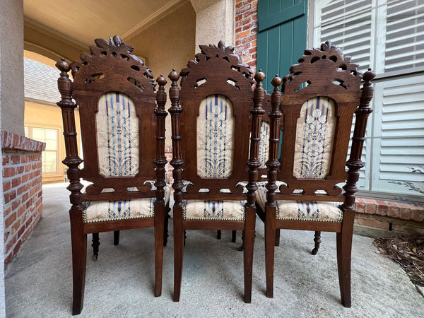 Set 6 Antique French Dining Chairs Renaissance Carved Oak Black Forest c1880