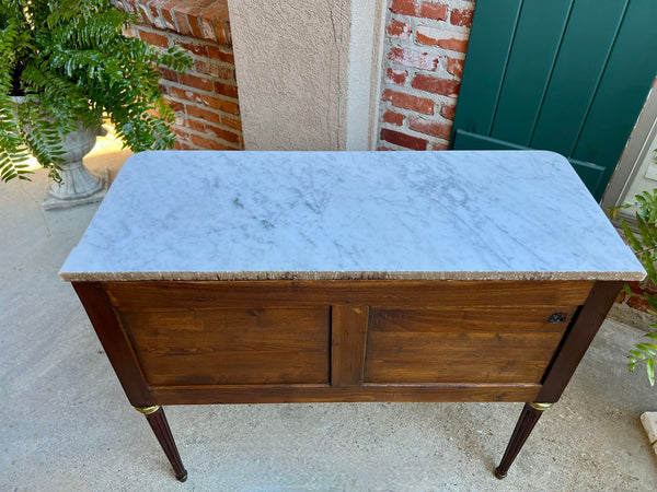 Antique French Mahogany Commode White MARBLE Louis XVI Mahogany Chest of Drawers