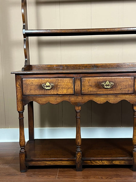 Antique English Dresser Sideboard Plate Rack Potboard Jacobean Tiger Oak c1900