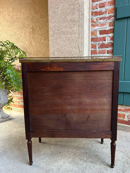 Antique French Mahogany Louis XVI Chest of Drawers WHITE Marble SMALL Side Table