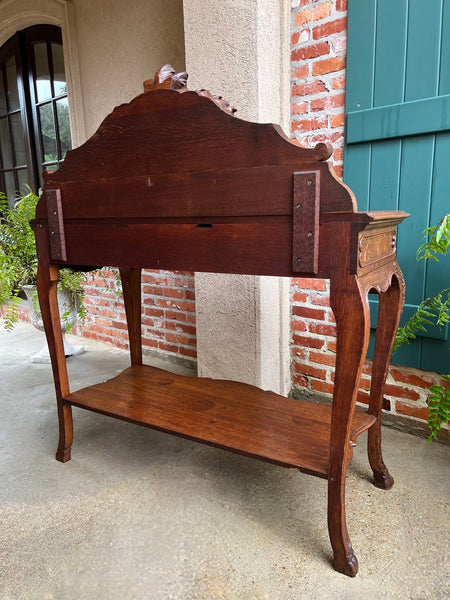 Antique French Dessert Server Sideboard Buffet Louis XV Carved Tiger Oak c1890