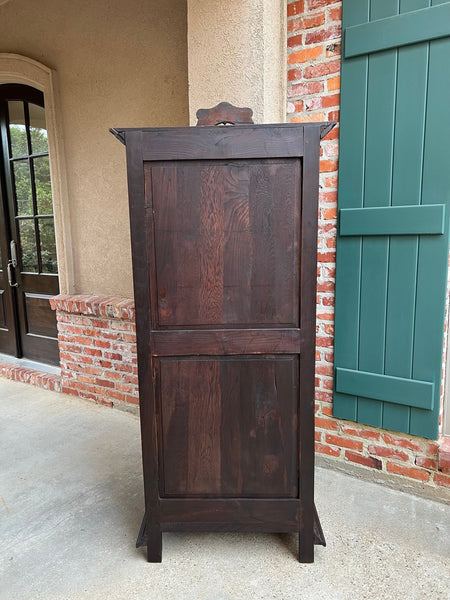 Antique French Breton Cabinet Armoire Carved Crown Brittany Wardrobe c1890