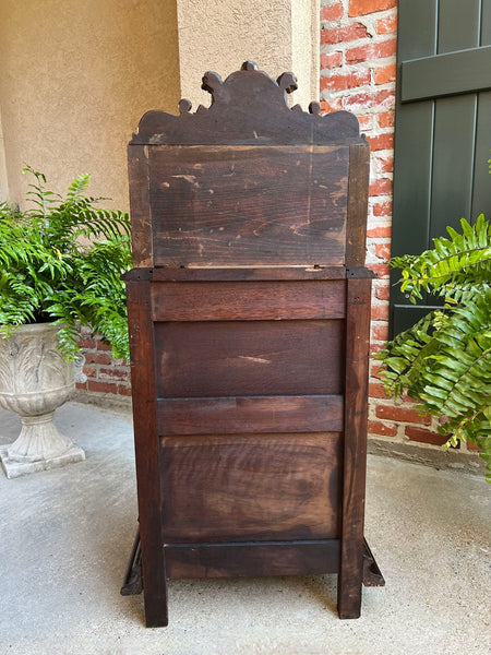 Antique French Side End Table Cabinet Carved Oak Renaissance Spindle Gallery