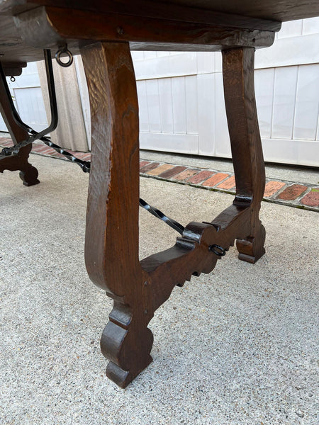 Antique French Oak Dining Table Spanish Catalan Console Kitchen Island c1910