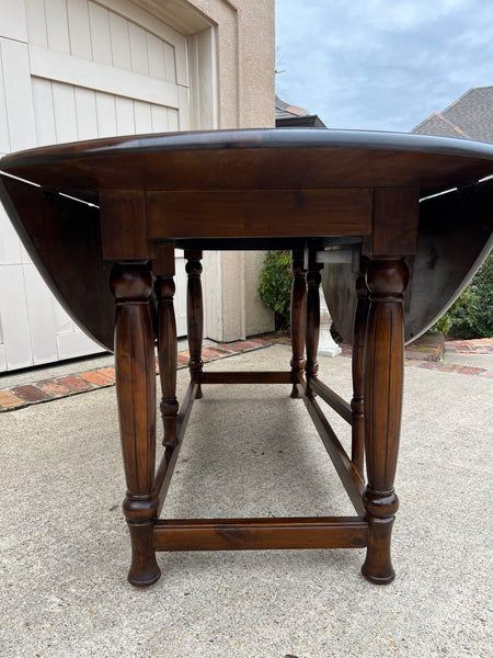 Antique French Hunt Wake Dining Table Drop Leaf Gate Leg Console Table c1920