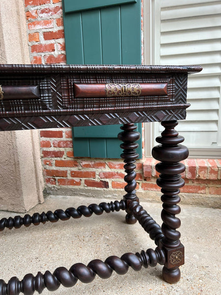 Antique Portuguese Rosewood Library Writing Table Barley Twist Console c1790