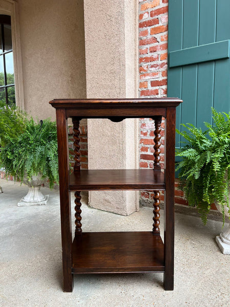 Antique English Oak Bookshelf BARLEY TWIST Open Display Shelf SMALL Bookcase