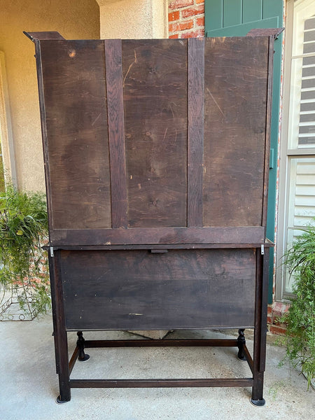 Antique English Welsh Dresser Sideboard Barley Twist Carved Tiger Oak Farmhouse