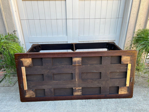 Antique English Oak Refectory Console Hall Table Carved Jacobean or Tudor c1890