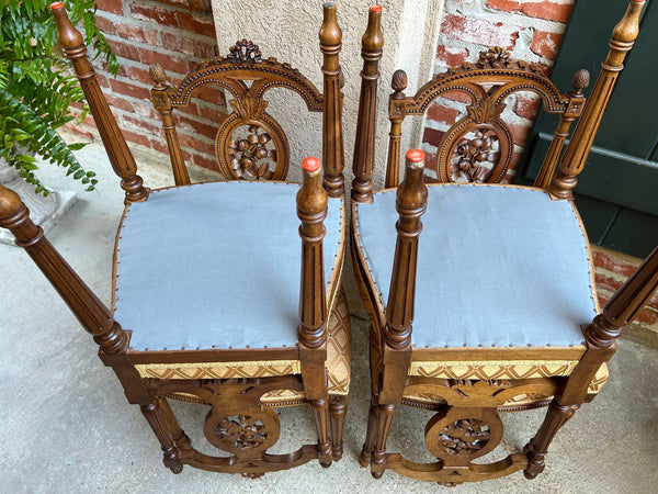 Set 4 Antique French Louis XVI Salon Chairs Petite Dining Parlor Carved Walnut