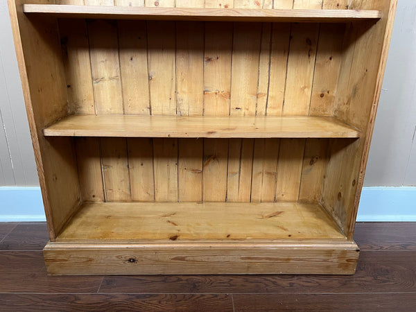 Antique English Country Pine Bookcase Bookshelf Tall Narrow Open Shelf c1900