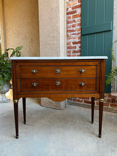 Antique French Mahogany Commode White MARBLE Louis XVI Mahogany Chest of Drawers