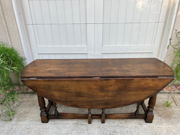 Antique French Hunt Wake Dining Table Drop Leaf Gate Leg Console Sofa Table c1900