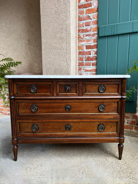 Antique French Mahogany Commode White MARBLE Louis XVI Mahogany Chest of Drawers