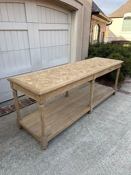 Antique French Drapers Table Bleached Oak Large Kitchen Island Console c1890