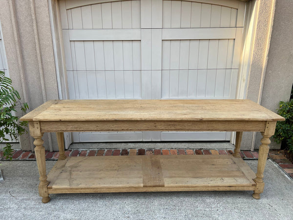 Antique French Drapers Table Bleached Oak Large Kitchen Island Console c1890