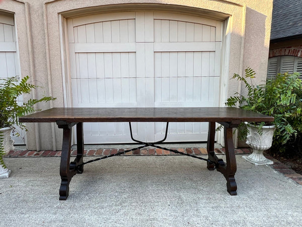 Antique French Oak Dining Table Spanish Catalan Console Kitchen Island c1910