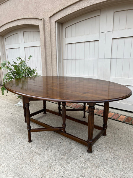 Antique French Hunt Wake Dining Table Drop Leaf Gate Leg Console Table c1920