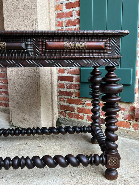 Antique Portuguese Rosewood Library Writing Table Barley Twist Console c1790