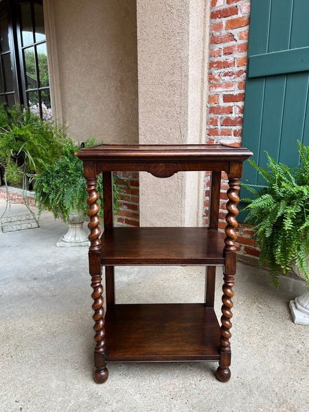 Antique English Oak Bookshelf BARLEY TWIST Open Display Shelf SMALL Bookcase