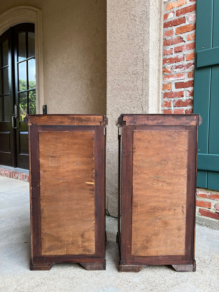 PAIR Antique French Glass Vitrine Display Cabinets Burl Mahogany Mirror c1900
