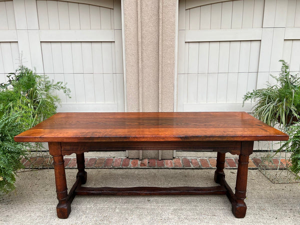 Antique French Oak Dining Farm Bakers Table Conference Office Library Desk c1920