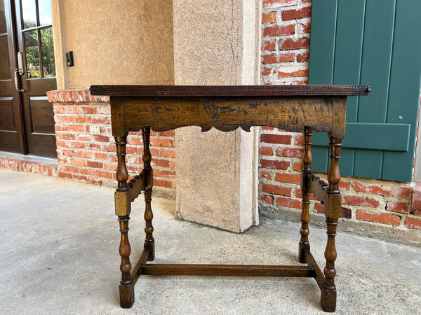 Antique English Game Table Flip Top Victorian Oak c1880 Mahjong Square Table