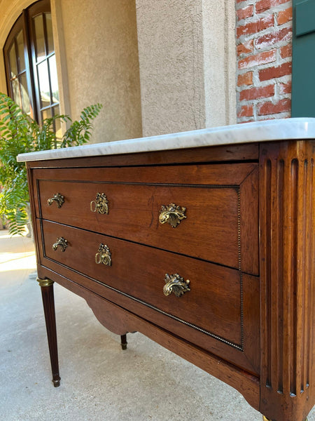 Antique French Mahogany Commode White MARBLE Louis XVI Mahogany Chest of Drawers