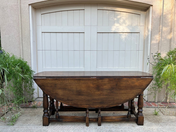 Antique French Hunt Wake Dining Table Drop Leaf Gate Leg Console Sofa Table c1900