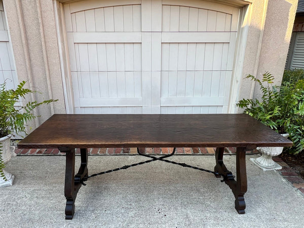 Antique French Oak Dining Table Spanish Catalan Console Kitchen Island c1910