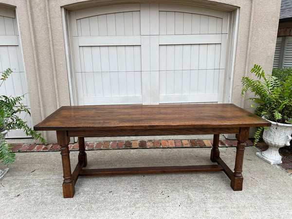 Antique French Oak Dining Farm Bakers Table Conference Office Library Desk c1920