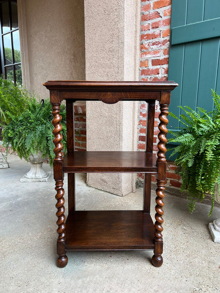 Antique English Oak Bookshelf BARLEY TWIST Open Display Shelf SMALL Bookcase