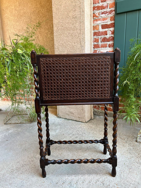 Antique English Oak Canterbury Music Magazine Stand BARLEY TWIST c1890