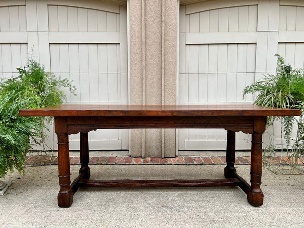 Antique French Oak Dining Farm Bakers Table Conference Office Library Desk c1920