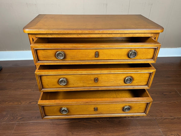 Antique French Commode Chest of Drawers Louis XVI Walnut Brass c1940