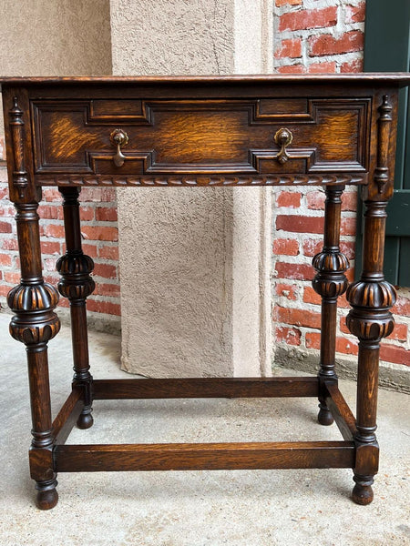 Antique English Hall Sofa Table Jacobean Carved Oak c1920